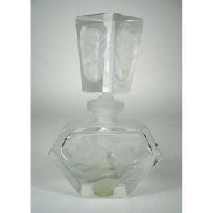 Interpur Glass Perfume Bottle Empty Art Deco Style Dauber Clear Taiwan 4 In